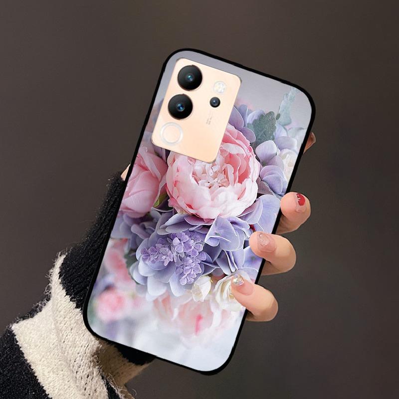 For Vivo V30 Lite 5G Case Fashion Cat Astronaut Flower Phone Bag For Vivo V30Lite 5G Luxury Protector Fundas Black Coque