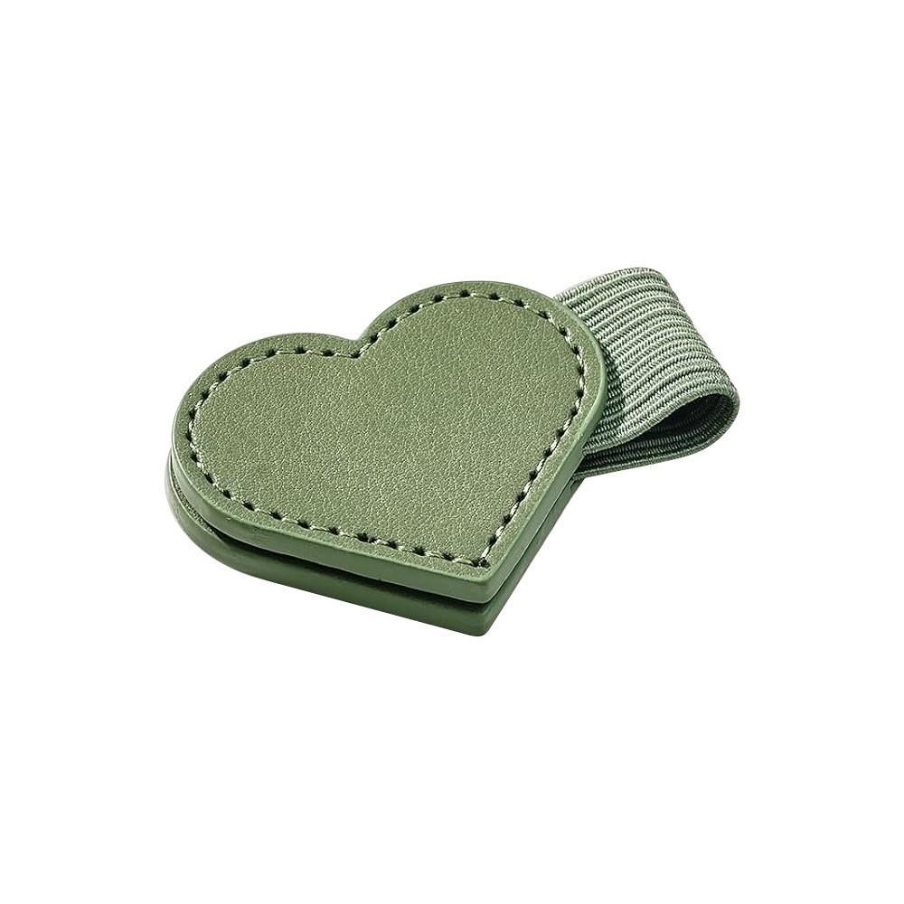 Heart-shaped Leather Magnetic Bookmark with Pen Holder