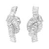 Matrix Ribbon Design Rhodium Plated Earrings Unisex Earrings White 5727040
