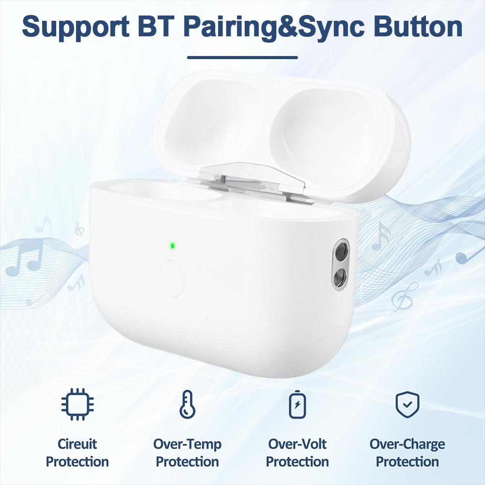 Husă de încărcare fără fir pentru căști Airpods 450 mAh cu buton de sincronizare de asociere compatibil Bluetooth pentru AirPods Pro 2