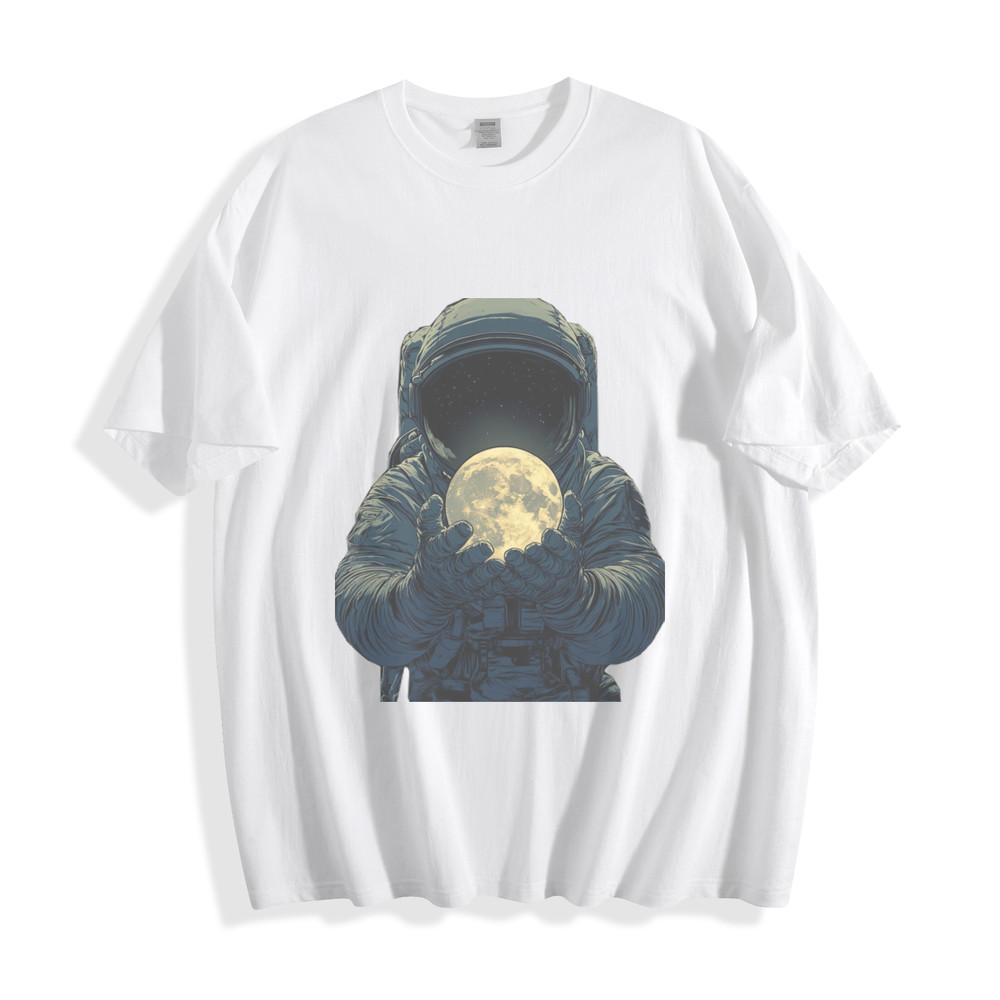 Moon-Holding Astronaut T-Shirt - Mystical Space Unisex Tee