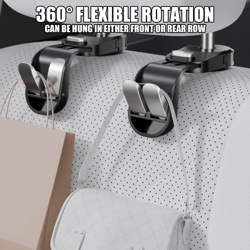 Rotating Back Seat Hook Car Interior Accessory Hanger Hook for Bags Handbag Heavy Duty Hook Headrest Hooks Storage Hook
