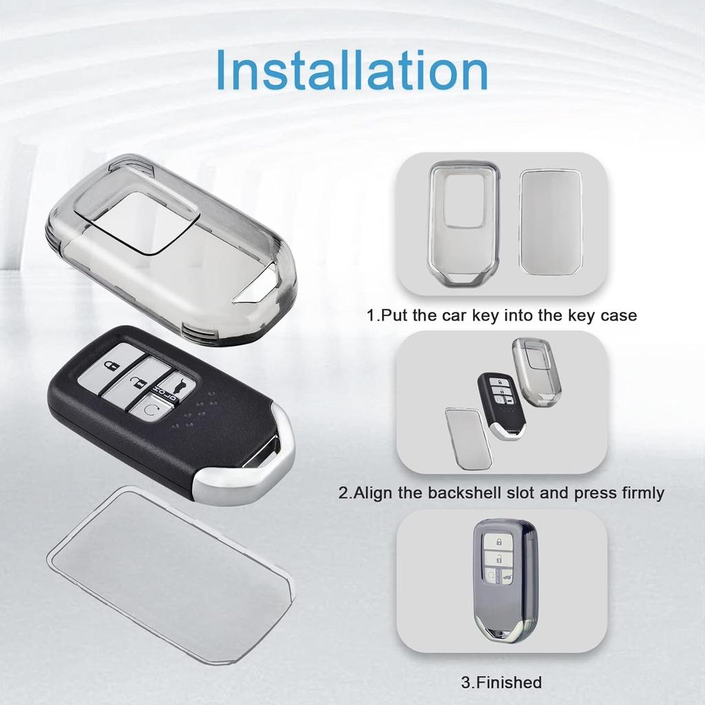 OFFWEGO Key Fob Cover for Honda Accord Civic CRV Pilot Ridgeline Odyssey Soft TPU Key Case Protection for Honda Smart Protector Remote Start Key,