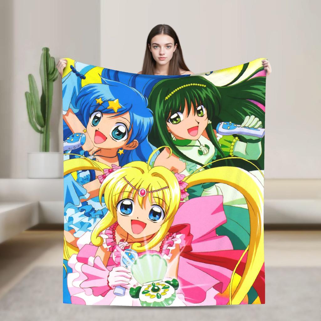 M-Mermaid Melody Pichi Pichi PitchS Blankets Flannel Spring Autumn Lightweight Throw Blanket for Home Outdoor Bedding Throws