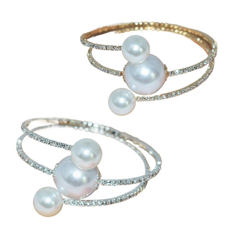 Fashion Imitation Pearls Rhinestone Winding Bracelets For Women Wedding Jewelry Party Accessries