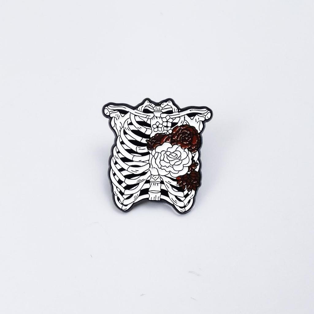 Creative Skeleton Organs Brooch - Cartoon Style Drip Oil Alloy Badge for Backpack and Clothing Accessories