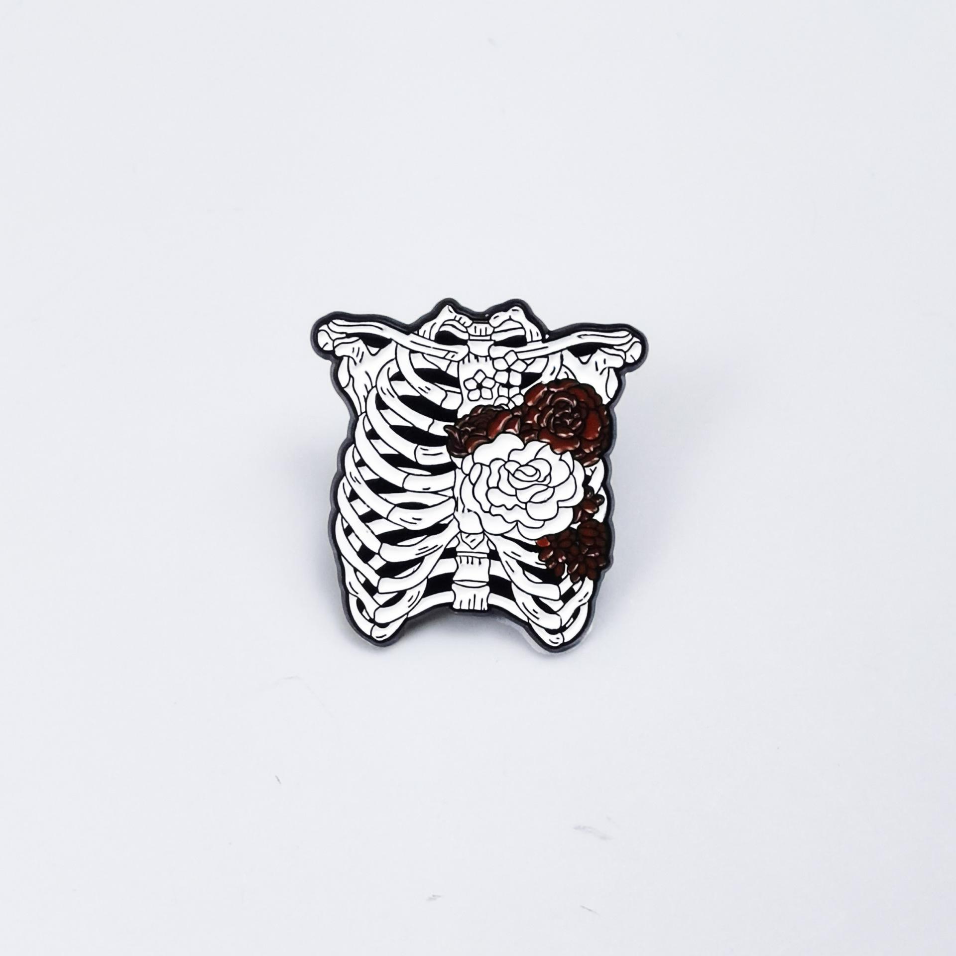 Creative Skeleton Organs Brooch - Cartoon Style Drip Oil Alloy Badge for Backpack and Clothing Accessories
