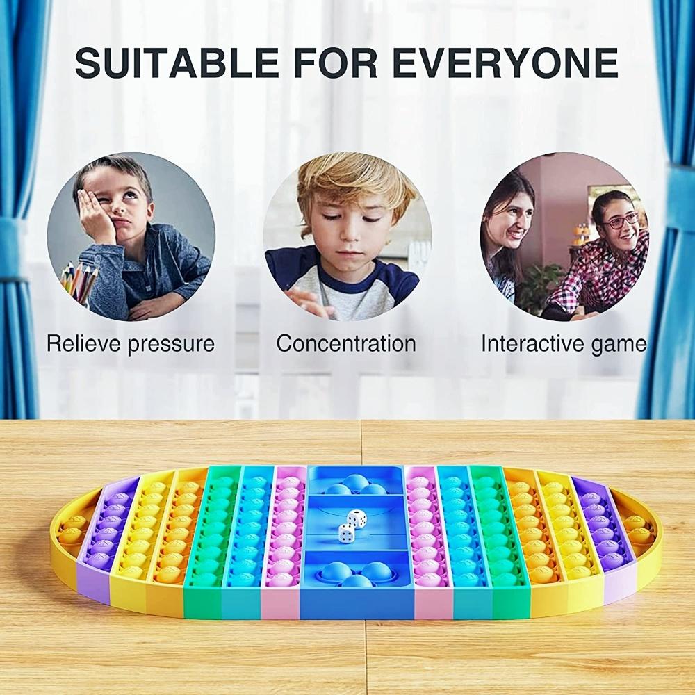 Big Game Fidget Toy, Rainbow Chess Board Push Bubble Fidget Sensory Toys for Parent-Child Time, Giant Decompression Toy