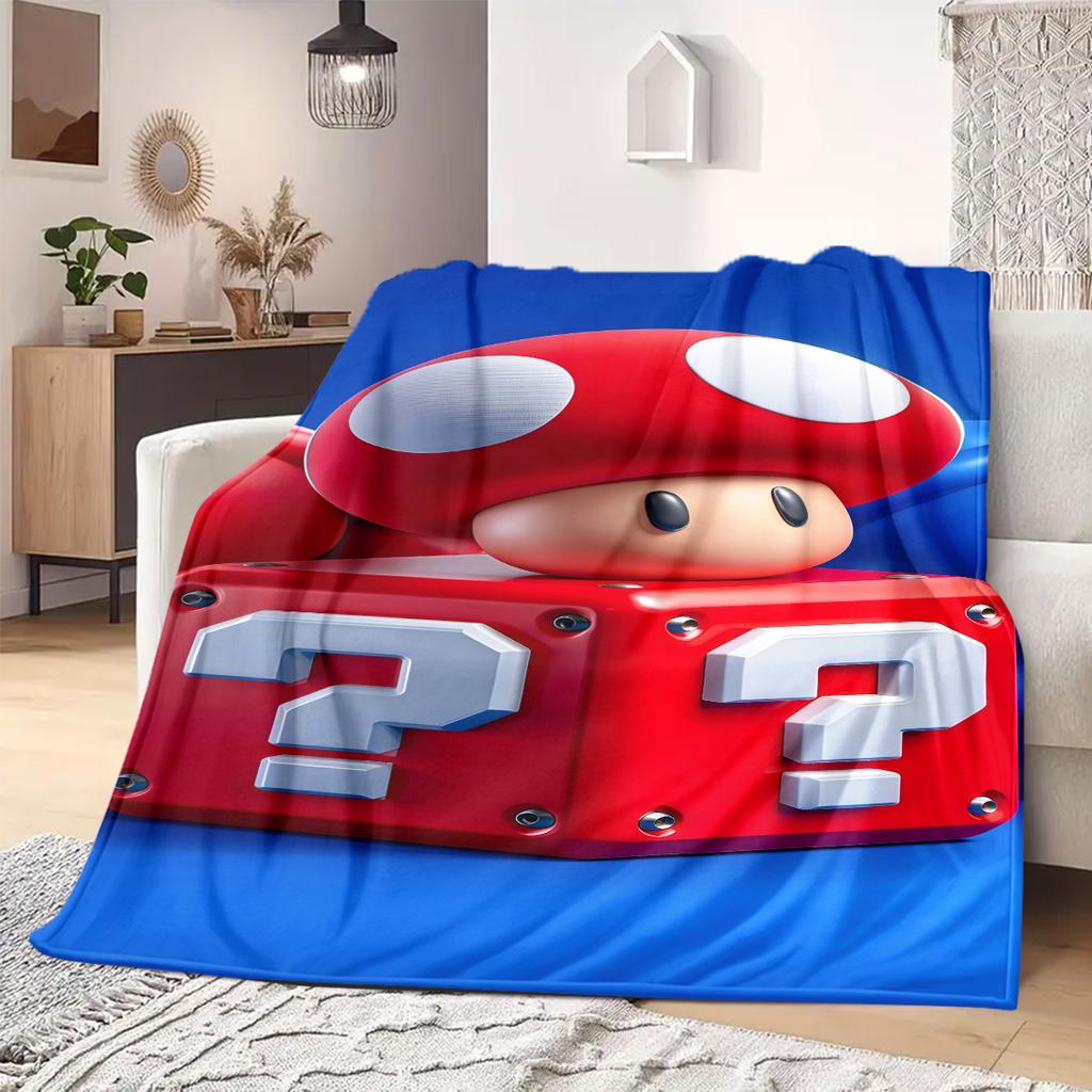 Mario Anime Print Blanket Warm  Comfortable Flannel Blanket Suitable for Bedrooms, Sofas, Beds, Chairs, Picnics, Travel