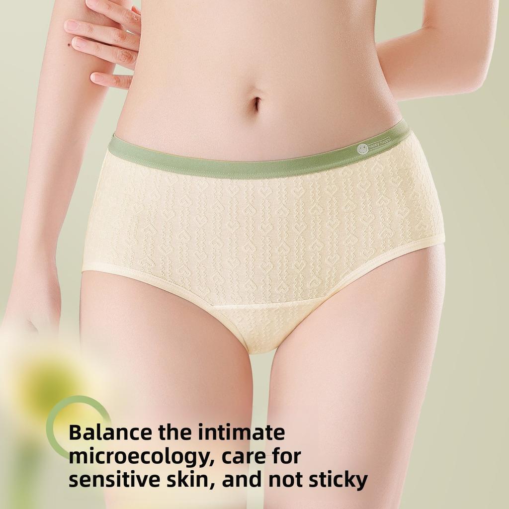 Women Spring and Autumn Cotton Love Breathable Antibacterial Extended Crotch Underwear