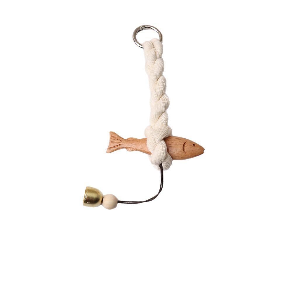 Weaving Taimingyu high-quality beech wood carving simulation fish wooden bell entrance fish pendant solid wood decoration gift