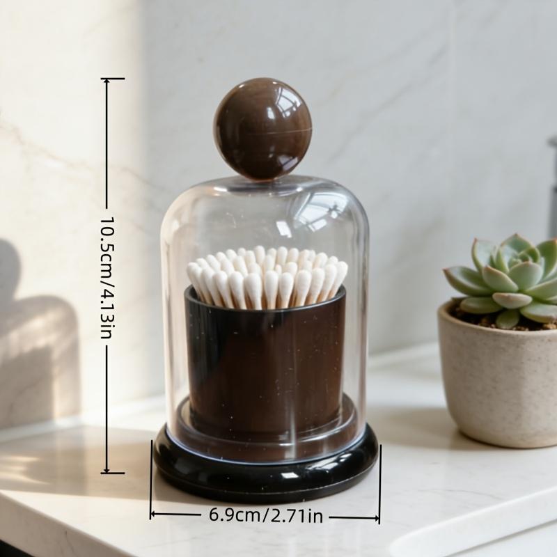 1/2pcs Acrylic Swab&Toothpick Holder with Dustproof Dome Lid –Minimalist Nordic Organizer for Bathroom Vanity&Dresser Countertop
