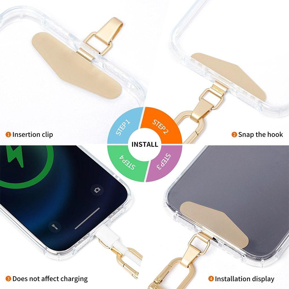 Adjustable Phone Anti-lost Rope With Stainless Steel Clip Hanging Cord Phone Case Chain Straps