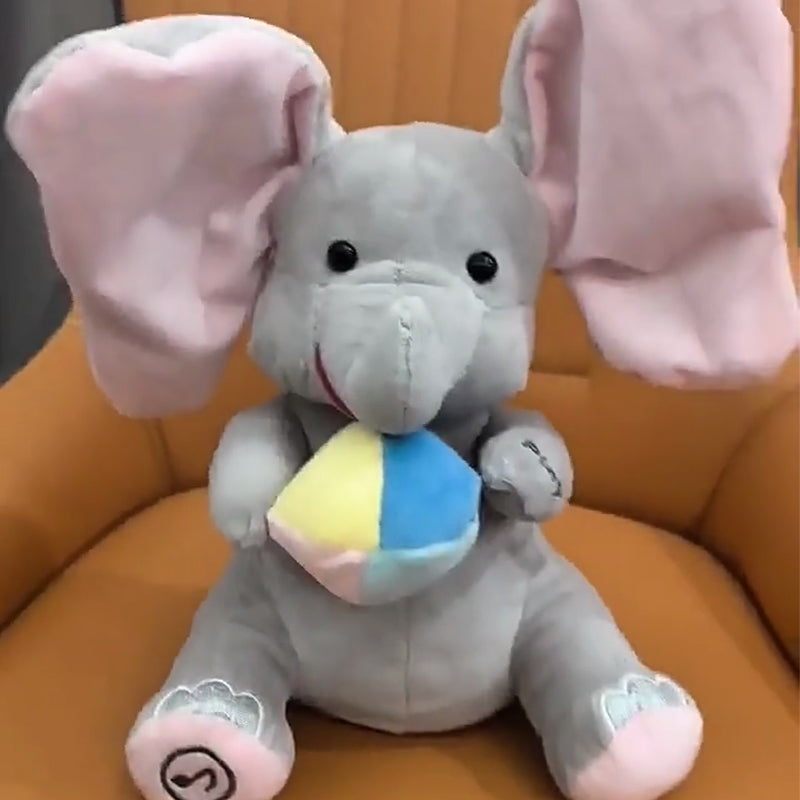 Animiertes Elefantenspielzeug, Plüsch, singender Elefant mit Ohren, bewegliches elektrisches Plüschspielzeug, süßer Elefant, Stofftierspielzeug für Babys