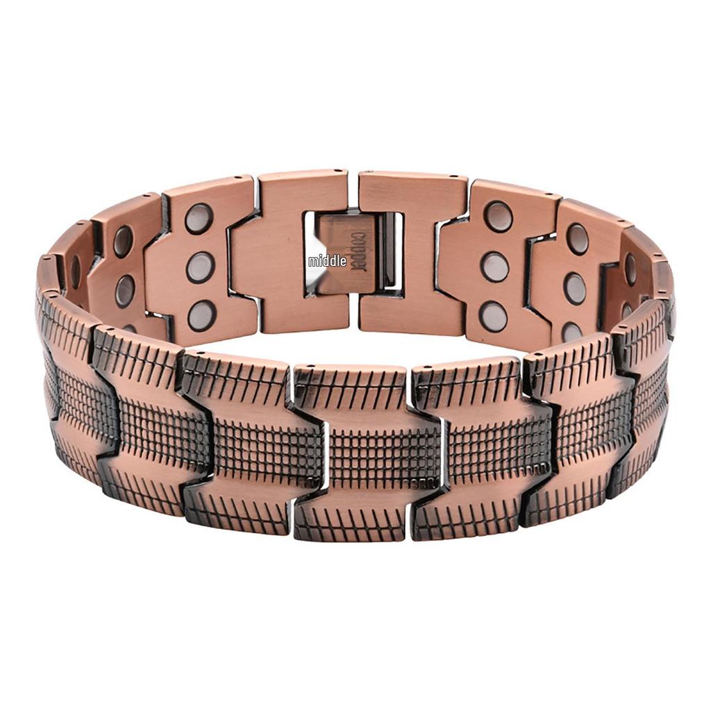 Retro Red Copper Magnetic Men's Bracelet with Negative Ion Energy