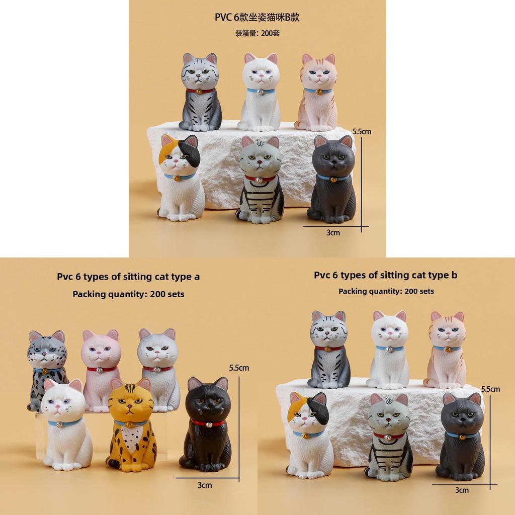 Mini Cat Pvc Animal Desktop Figurine With Creative Design For Home Decor Collection