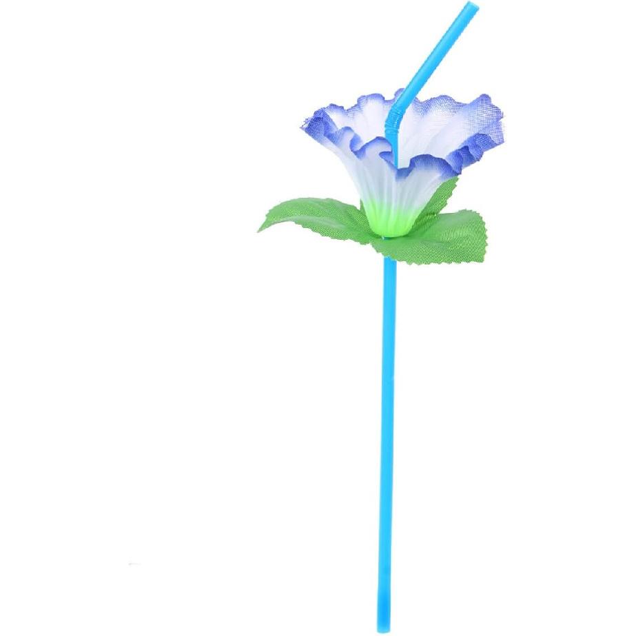 Healifty 20pcs Flower Bendable Straws Hawaiian Party Umbrella Plastic Cocktails Drink Straws Summer Beach Swimming Pool Favors for Tropical Luau
