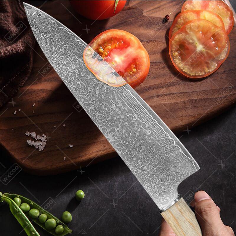 WXCOO Kitchen Knives Damascus Forged Chef Knife Butcher Cleaver Knife Meat Cleaver Fruit Slicing Knife Kitchen Accessories
