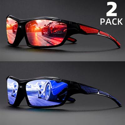 2 Pares de Óculos de Sol Esportivos da Moda Proteção UV Óculos Personalizados Óculos de Pesca Óculos UV400 para Homens e Mulheres