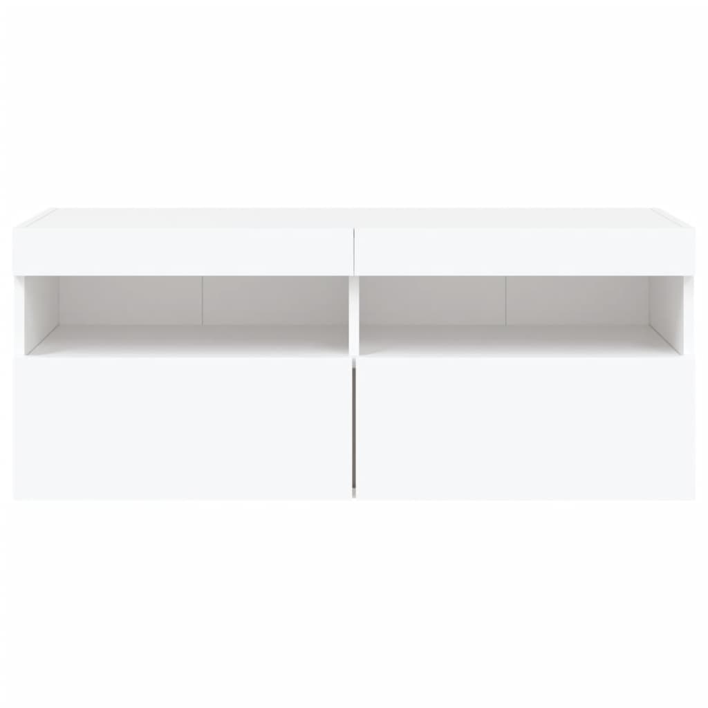 Wall Mounted TV Cabinet with RGB LED Lights White 100 x 30 x 40 cm