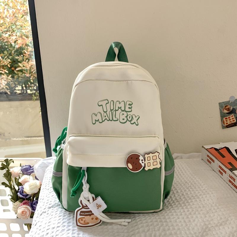 

New backpack female junior high school high school college student campus small schoolbag leisure travel spring outing backpack зелений