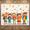2D Whimsical Happy Students Backdrop for Back to School Events
