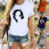 Cute Horse Head Print T Shirts for WomenGirls Casual Round Neck Tees Top 2026 New Year Summer Womens Fit Tee Shirts