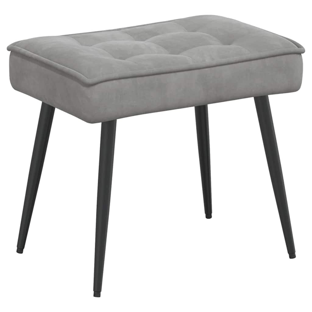 Velvet Relaxation Armchair with Footstool Light Grey