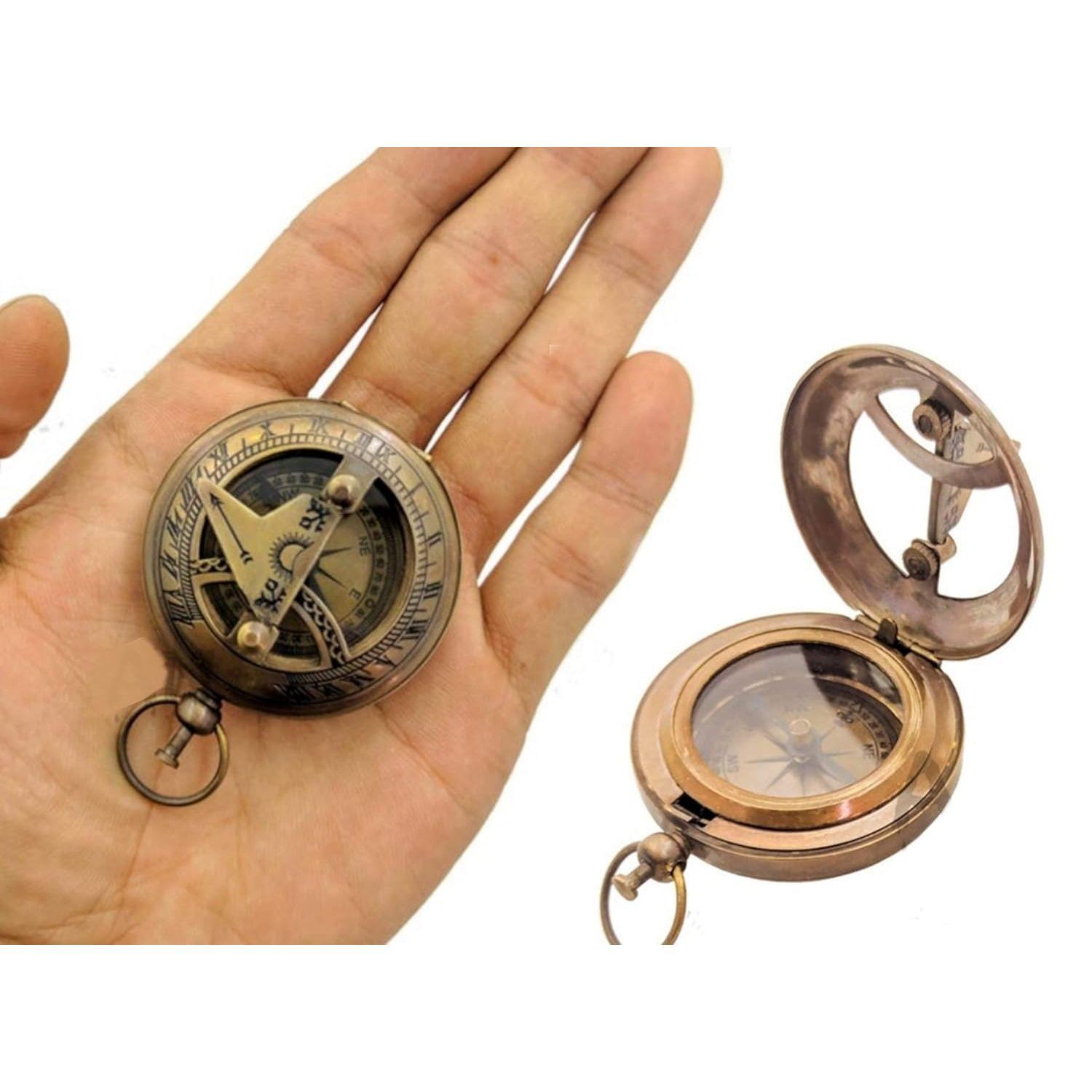 

Латунный 2-дюймовый солнечный компас с античной отделкой, морской, старинный, карманного типа, подарок, латунный круглый солнечный компас