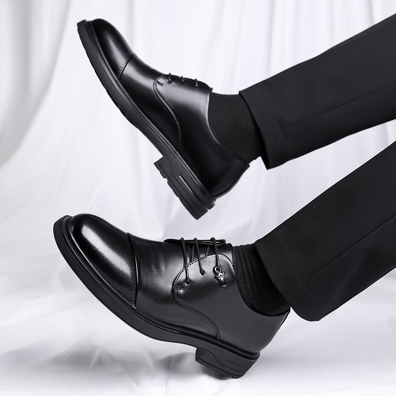 Shoes Winter Oxford Shoes British Business Casual Three-headed Leather Shoes Dress Wedding Groom Shoes Derby Shoes