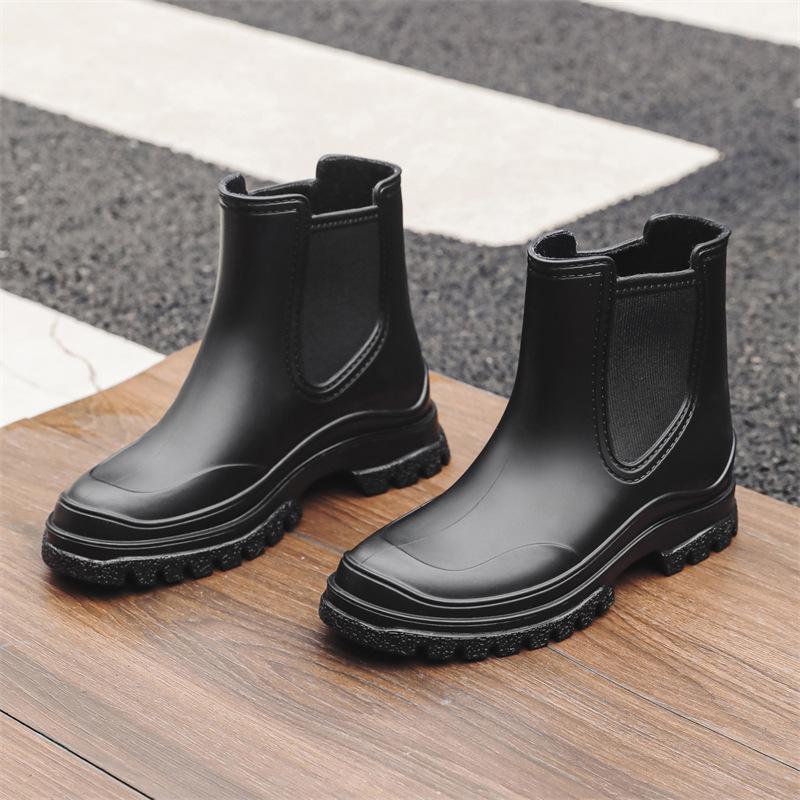 Japońskie Damskie Modne Wodoodporne Gumowe Kalosze na Deszcz - Antypoślizgowe Krótkie
