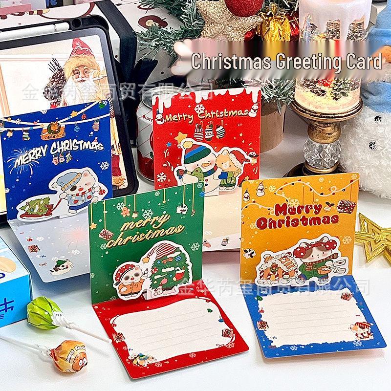 3D Foldable Christmas Cat Greeting Card - Creative Holiday Blessing Card Christmas Snowman Cat 3D Card