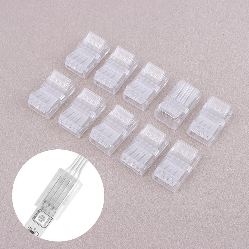 5/10/15Pcs 4Pin Solderless Rgb Led Strip Connectors 10Mm Quick Adapters For 5050 Multi-Color Track Lighting
