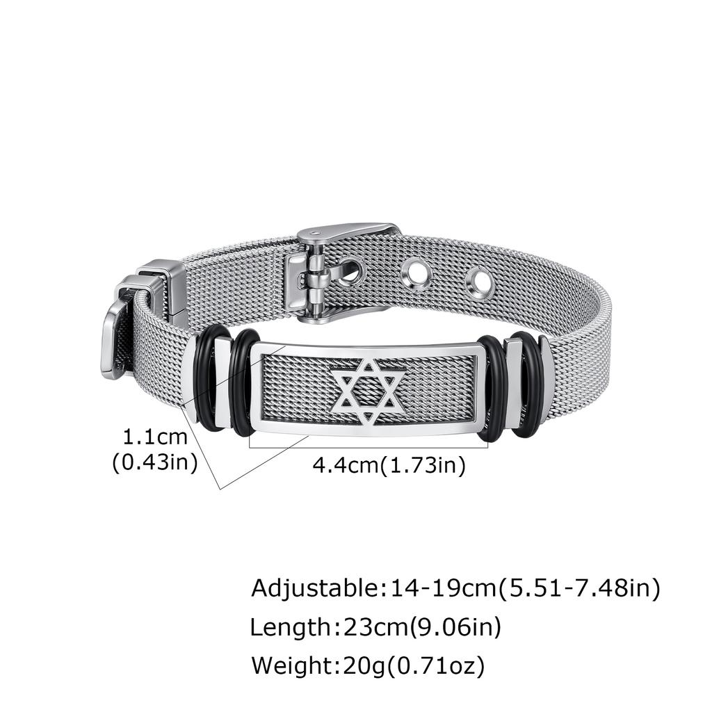 Hexagram Watch Strap Bracelet for Men,Stainless Steel Star of David Wristband,Trendy New Jewelry Gift