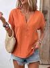 2025 Spring/Summer Women's V-Neck Button Short-Sleeve Top - European & American Style