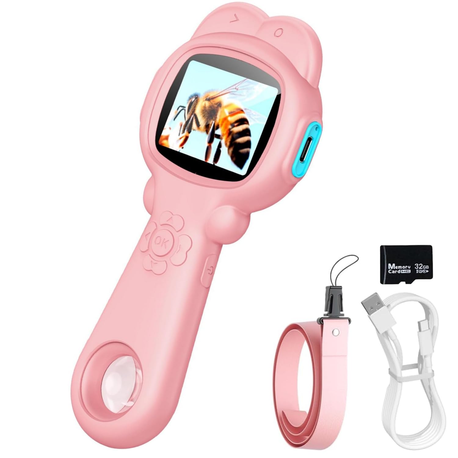 

Handy Microscope for Elementary School IPS 500x Handheld Digital HD Pocket Portable Mini USB Microscope Science Ages Girls and Birthday Popular Gift розовый