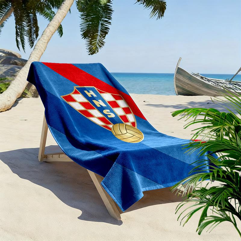 Kroatischer Fußballverband HNS Strandtuch zum Bedrucken, Großes Weiches Schnelltrocknendes Handtuch für Strand Camping Schwimmen