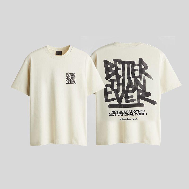 

HM Men s and Women s T-shirt Fall Loose Print American Couple Letters Pattern round Neck Short Sleeve Tops 0967955 Light beige/Better Than Ever 170/92