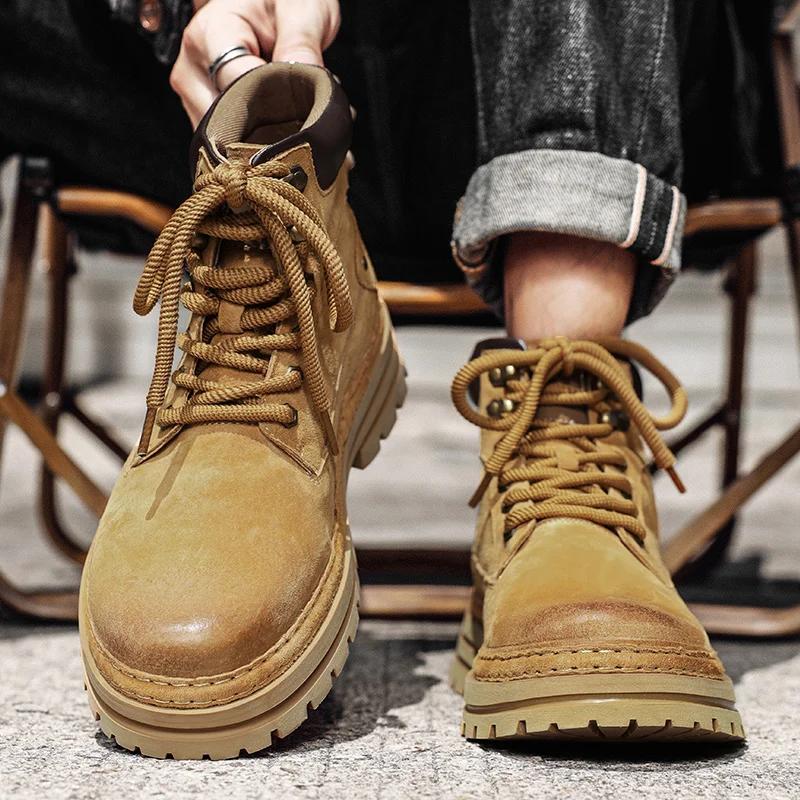 Новый тренд Снежные ботинки Теплые плюшевые ботинки для ходьбы Мужские замшевые кожаные — фото 4