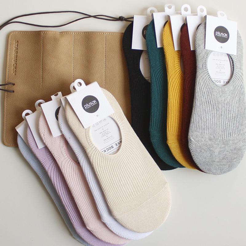 Cotton Socks, Women's Socks, Double-needle Shallow-mouthed Invisible Socks, Soft and Comfortable, with Silicone Anti-slip Heel