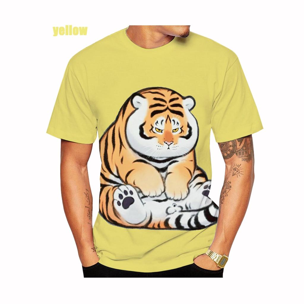 New Fashion Cartoon Tiger 3d Print Unisex Cool T-shirt Funny Tiger Print Cute Short Sleeve Size