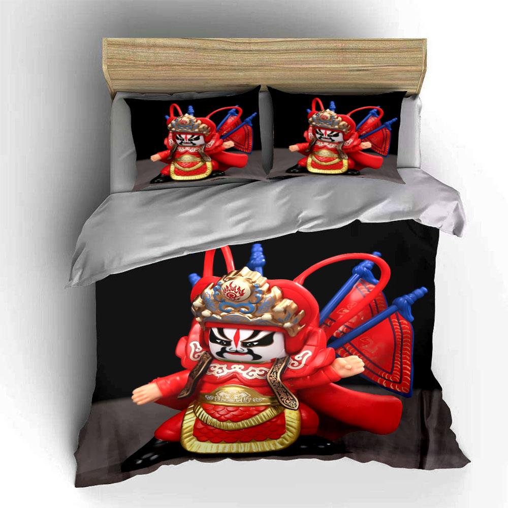 Opera-themed warrior character. Bedding sets Duvet cover sets Duvet covers Pillowcases(1*Duvet Cover 2*Pillowcases without duvet insert)
