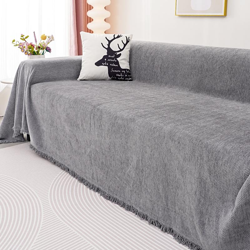 Chenille Herringbone Sofa Cover Cloth Four Seasons Universal Simple Modern Sofa Cover All-Inclusive Universal Cover Solid Color Cover Towel