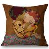 Cute Cartoon Decorative Gustav Klimt Oil Painting Throw Pillow Cover Vintage Home Decor Office Car Sofa Love Chair Cushion Cover