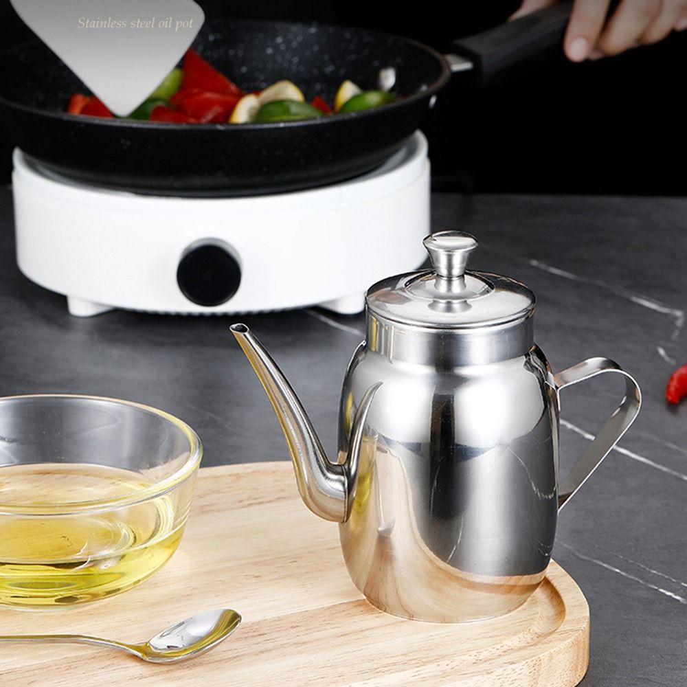 Leakproof Olive Oil Can Stainless Steel Pouring Oil Pot Durable Oil Cruet  Restaurant