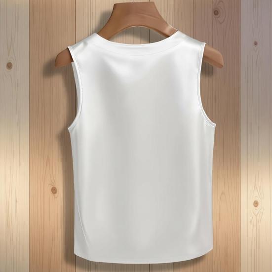 Damska kamizelka jedwabna satynowa bez rękawów z kołnierzem z sztucznych pereł luźny krój letnie topy formalne półformalne