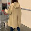 Spring Autumn Women Loose Fit Lined Outerwear Female Hooded Windbreaker Jacket Ladies Long Sleeves Trench Coat