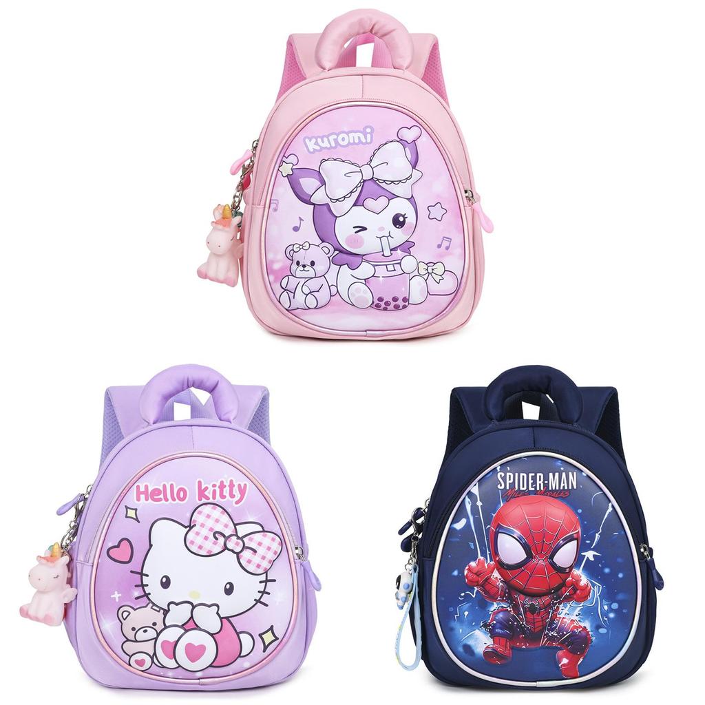 Mochila Infantil Elsa Hello Kitty Kuromi Melody Homem-Aranha Com Nylon Respirável Para Uso Na Educação Infantil E Escolar