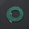 4mm Copper Necklace, European and American Hip-hop Green Zircon Fashion Personalized Tennis Chain, Men's and Women's Full Zirconium Necklace