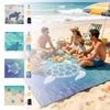 Portable Foldable Picnic Mat with Printed Pattern Lightweight Polyester Fabric Sandproof Beach Blanket with Storage Bag and Stakes for Outdoor Use